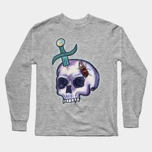 Stag Beetle on a Stabbed Skull Long Sleeve T-Shirt